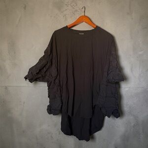 Black Stylish Ruffled Sleeve Top